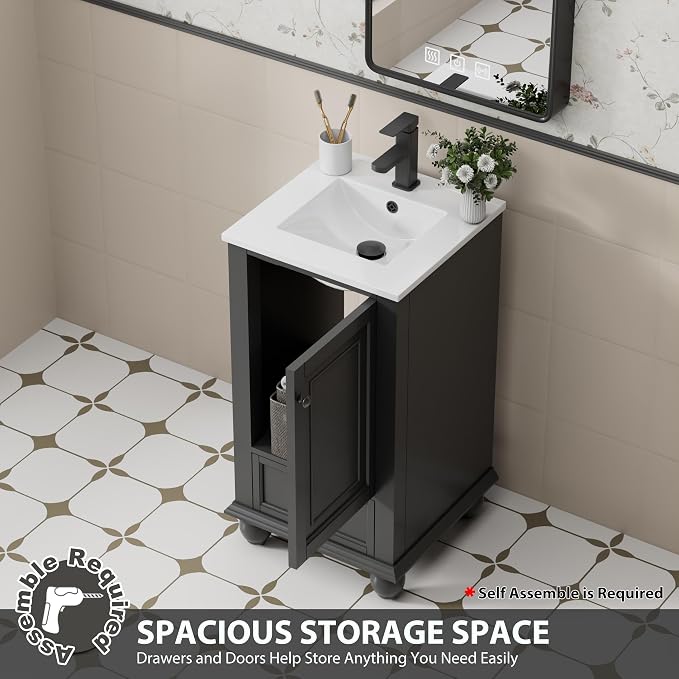 eclife 18" Bathroom Vanity Sink Combo Vintage Style - Image 4