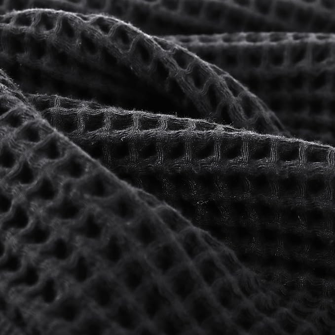 PÜSKÜL Organic Waffle Kitchen Towel 100% Turkish Cotton Set of 3 Dark Gray - Image 4
