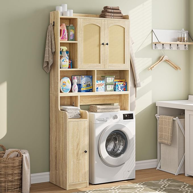 Itaar Over The Toilet Storage Cabinet, Farmhouse Rattan Bathroom Cabinet - Image 4