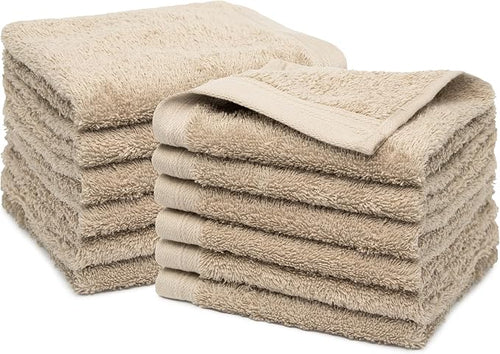 100% Cotton Washcloths Set 13” x 13” | Sand Towels | Set of 12 Ultra Soft and - Image 2