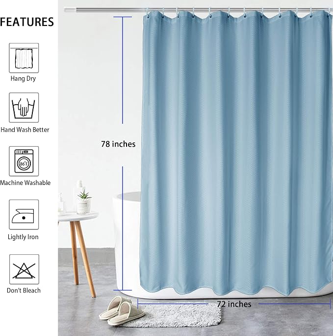 AooHome Extra Long Waffle Weave Shower Curtain, Fabric Bath Curtain - Image 3