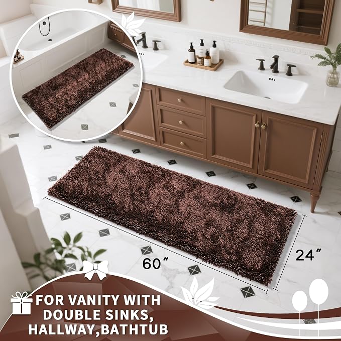 Yimobra Long Bathroom Rugs Runner 60x24 Inch, Extra Thick Soft Absorbent - Image 4