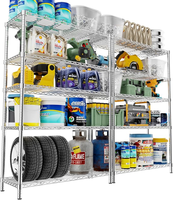 Storage Shelves Heavy Duty, 5-Tier Adjustable Metal Industrial Utility Shelf by ROOMTEC