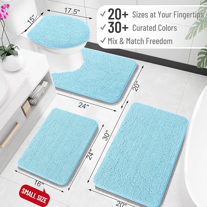 OLANLY Bathroom Rugs 30x20, Extra Soft Absorbent Chenille Bath Rugs, Rubber - Image 2