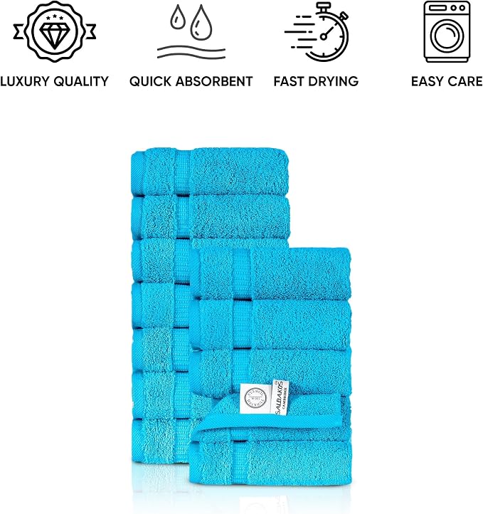 SALBAKOS 100% Turkish Cotton Washcloth Set of 12 13x13 inch | Heirloom Quality - Image 5