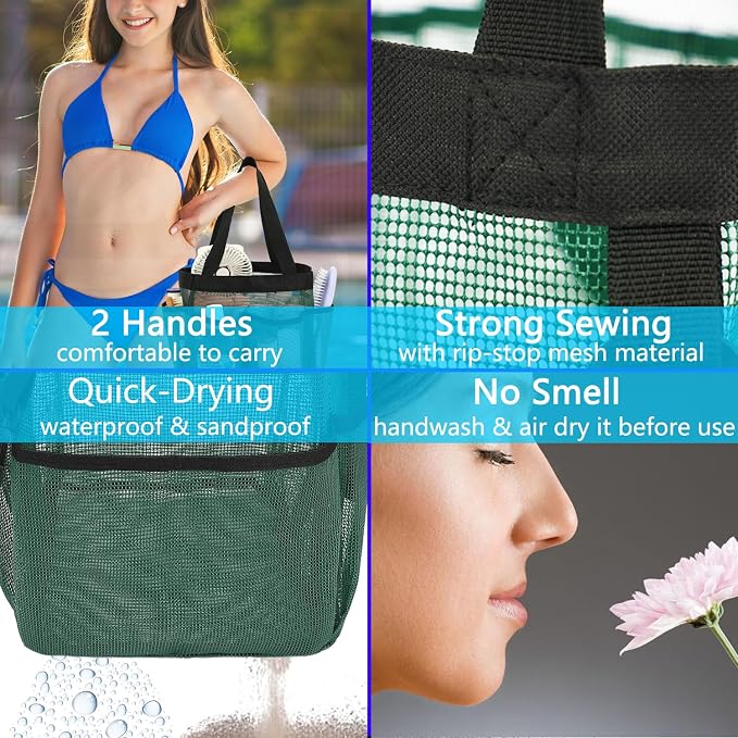 Mesh Shower Caddy Portable for College Dorm Room Essentials, 8-Pocket Large - Image 6
