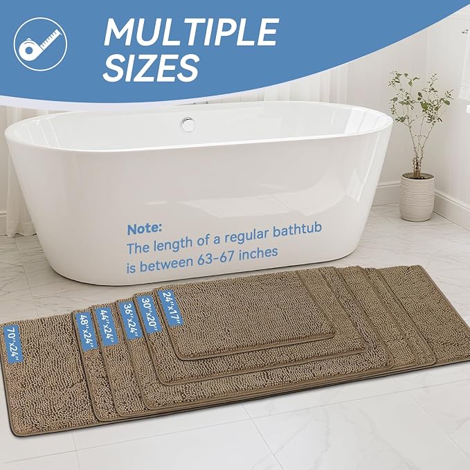 Bcoimo 48"×24" Absorbent Bath Mat, Non-Slip - Image 2