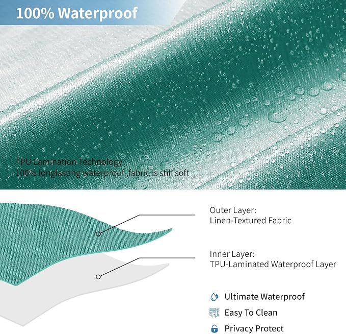 2-in-1 Waterproof Fabric Shower Curtain or Liner, Linen Textured, Breathable - Image 5