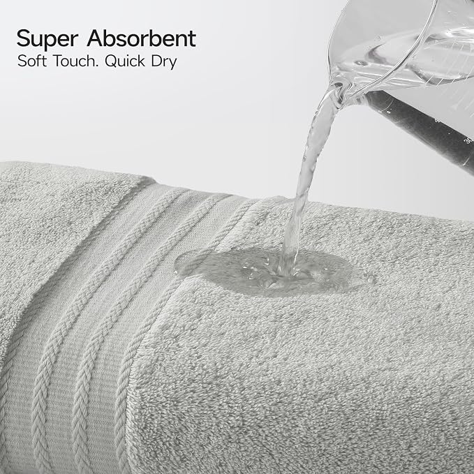 REDKISS Grey Towel Set of 8-100% Cotton Luxury Bath Towels Set - Image 4