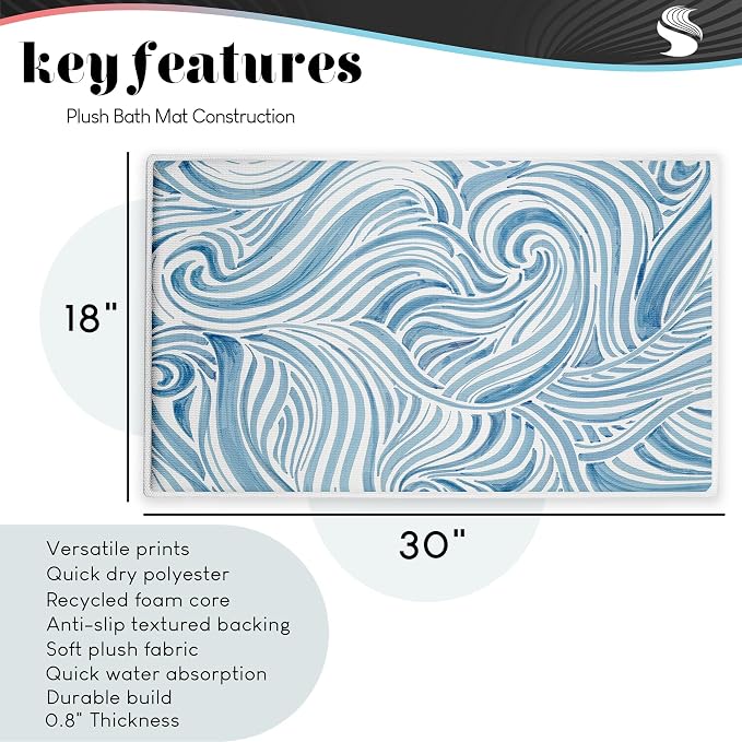 Stupell Industries Bayside Sea Life & Waves Plush Bathroom Mat & Bath Rug - Image 9