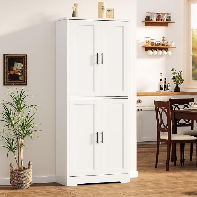 IDEALHOUSE Pantry Cabinet, Freestanding Cupboard, Modern Storage Cabinet - Image 4