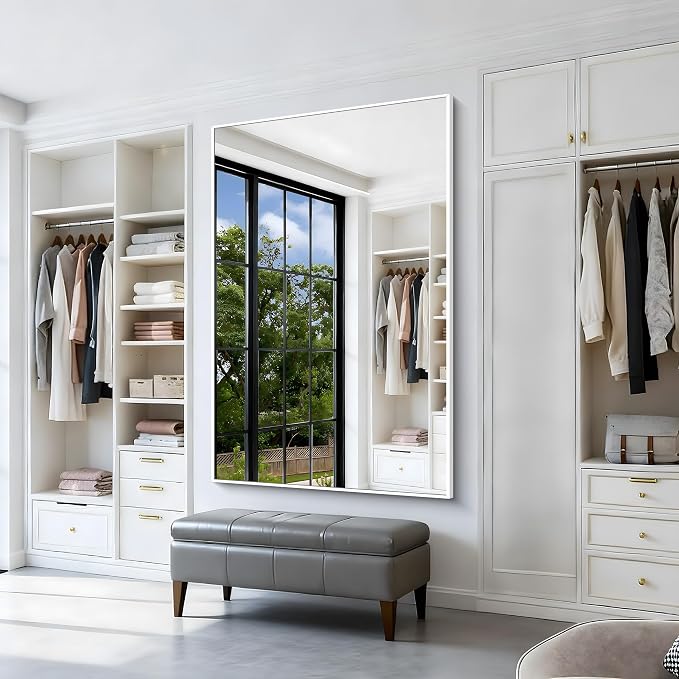 BONEWEI White Bathroom Mirror, 60x40 inch Wall Mirror - Image 3