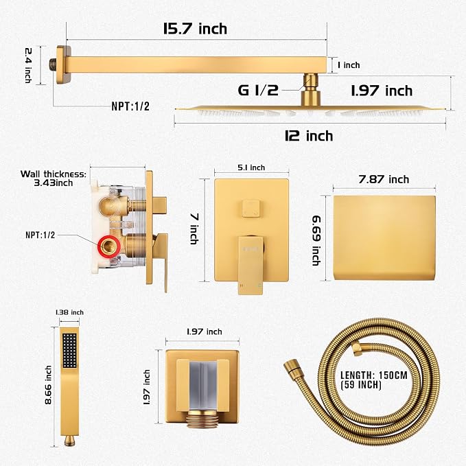 Wall Mounted Shower Faucet Set, Shower System - Image 6