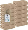 DAN RIVER 12-Pack Premium 100% Cotton TAN Face Towels – Reusable Face Towel Set by DanRiver