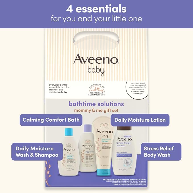 Aveeno Baby Bathtime Solutions Mommy & Me Gift Set, Baby Wash & Shampoo - Image 2