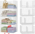 Divided 4-Tier Stackable Closet Organizers and Storage Basket, Foldable Closet by Hongtamoya
