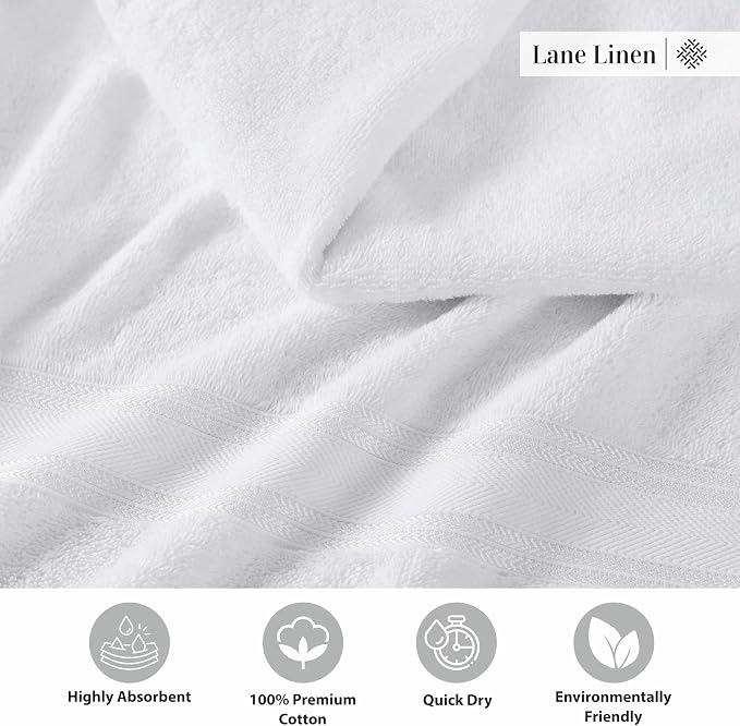 LANE LINEN 100% Mercerized Cotton Bath Towels Set of 12 – Zero Twist, 4 Bath - Image 7