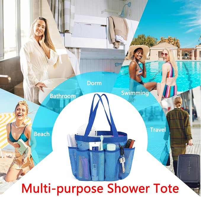 Mesh Shower Caddy Portable for College Dorm Room Essentials, 8-Pocket Large - Image 8