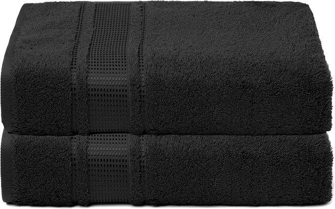 Melissa Linen, 2 Piece, Jet Black Bath Towels, 100% Turkish Cotton Bath Towels - Image 4
