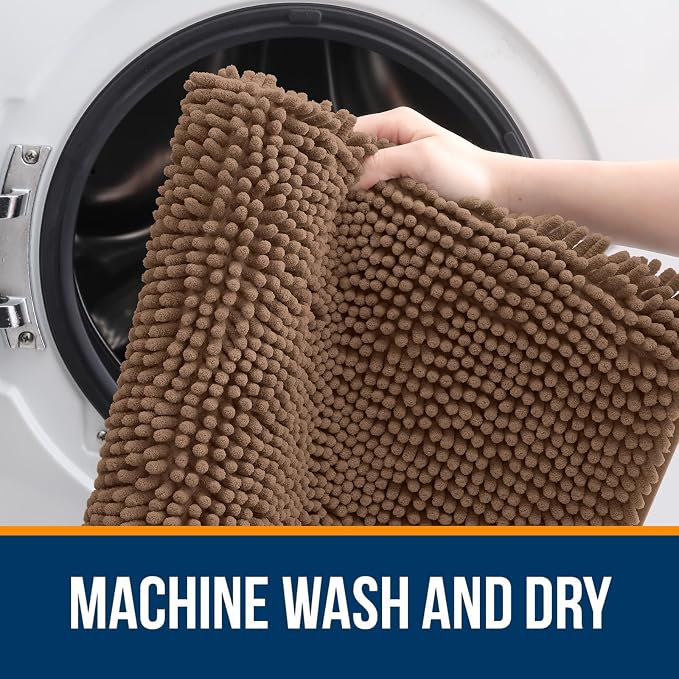 OLANLY Bathroom Rugs 44x24, Extra Soft Absorbent Chenille Bath Rugs, Rubber - Image 5