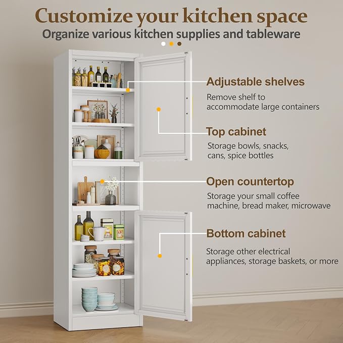 66.93" Tall Bathroom Storage Cabinet, Metal Storage Cabinet - Image 8