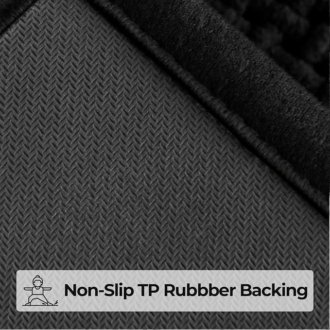 GRANNY SAYS Black Bathroom Rugs, Absorbent Bath Mats 16" x 24", Soft Chenille - Image 3