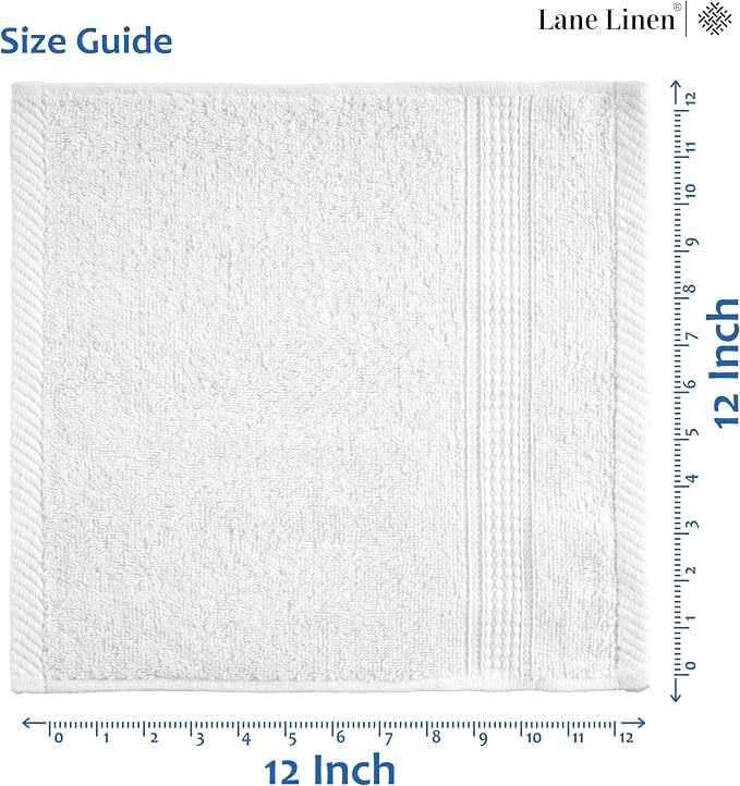 LANE LINEN 12 PC Wash Cloths Bathroom Set -100% Cotton Highly Absorbent - Image 5