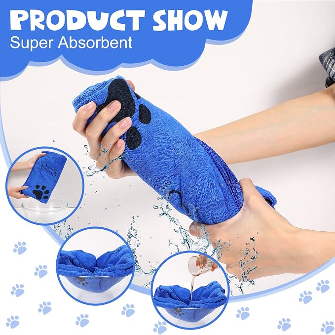 Chumia 4 Pcs Dog Towels for Drying Dog Puppy Bulk Microfiber Absorbent Paw - Image 4