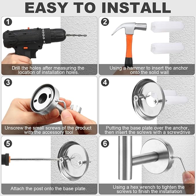 Gisafai 15 Piece Bathroom Hardware Set, 23.6 Inch Brushed Towel Bar Ring Toilet - Image 4