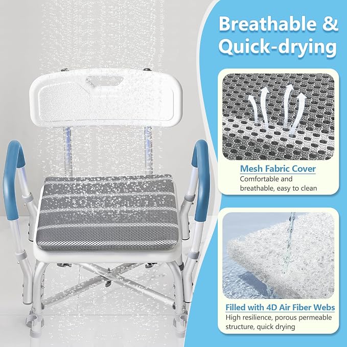Shower Seat Cushion for Inside Shower, Shower Chair Cushion Bath Seat Mat for - Image 2