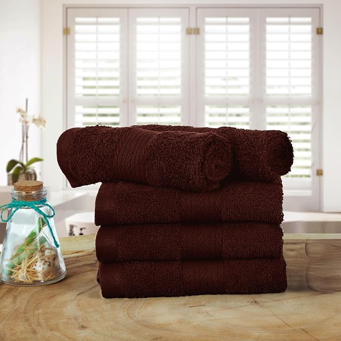 Ample Decor Washcloths Pack of 5 12 X 12 Inch, 600 GSM 100% Cotton Soft - Image 2