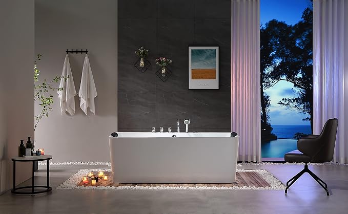 Empava 67 inch Whirlpool Bathtub, Acrylic Freestanding Tub Hydromassage - Image 7