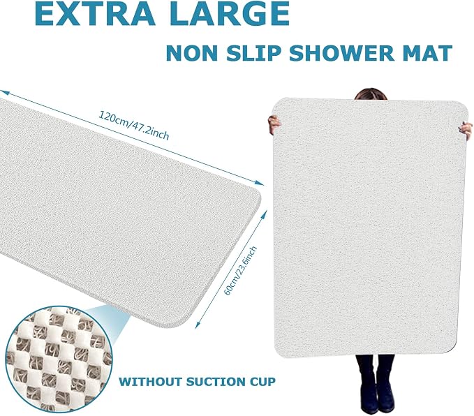 godehone Shower Mats Non Slip Without Suction Cups, PVC Loofah Bathroom Mats - Image 2