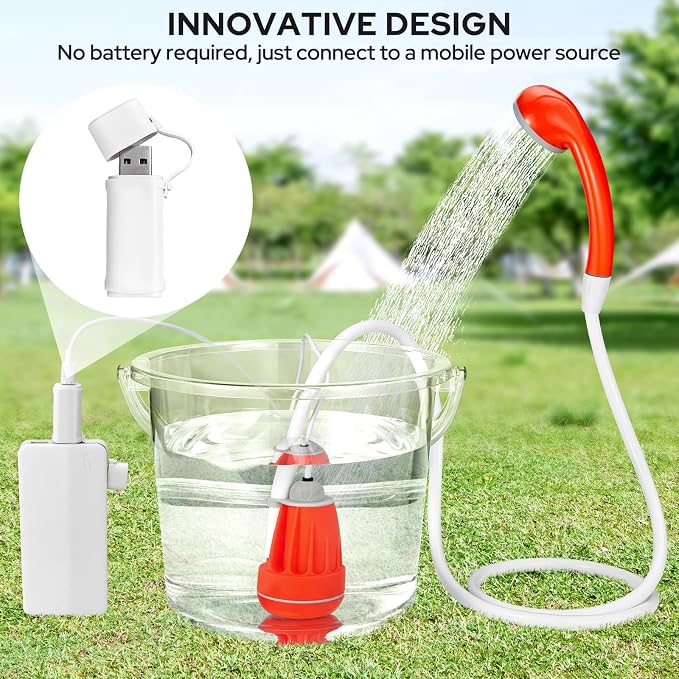 Portable Shower for Camping, 4400mAh Electric Portable Camping Shower - Image 2