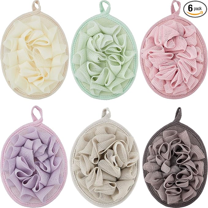 Boao 6 Pcs Bath Shower Pouf Sponge Mesh Pouf Shower Ball Exfoliating Body by Boao