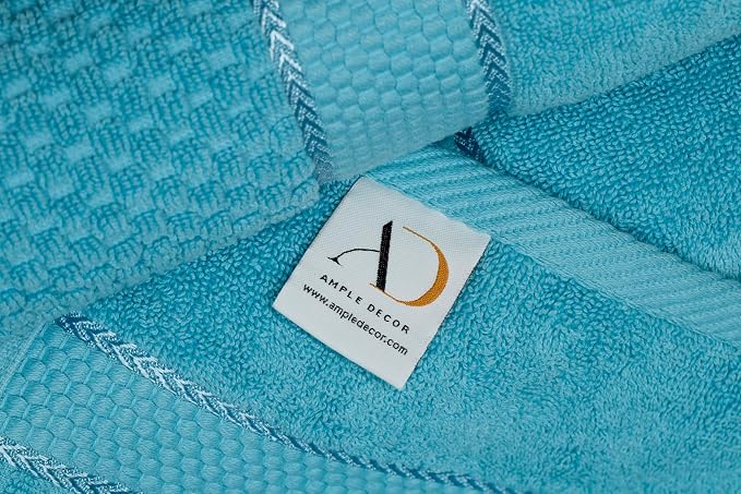 Ample Decor 100% Cotton Sky Blue Hand Towels - Image 6