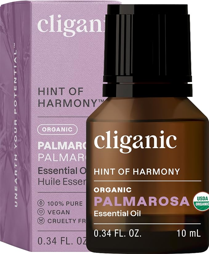 Cliganic Organic Palmarosa Essential Oil, 100% Pure Natural Undiluted, by Cliganic