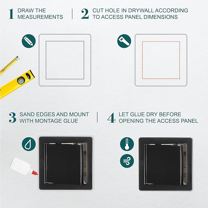 8" x 8" Black Plastic Access Panel - Image 3