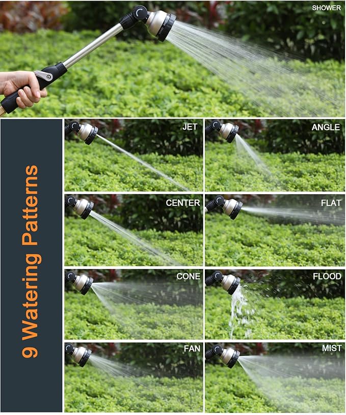 ESOW Garden Hose Watering Wand, 16 Inches Sprayer Wand, 9 Watering Patterns - Image 5