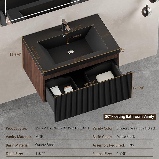 30" W Floating Bathroom Vanity - Image 2