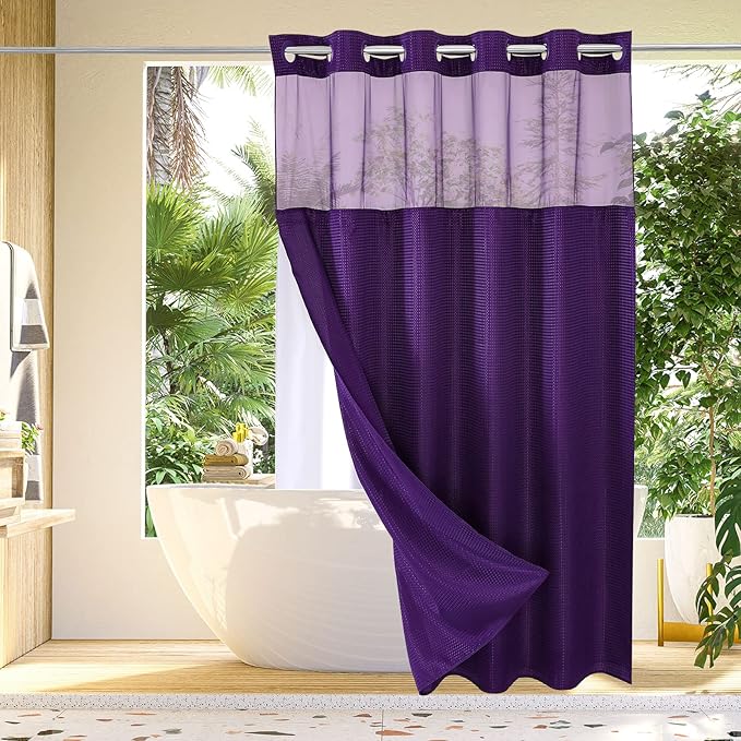 Gibelle No Hook Waffle Weave Shower Curtain by Gibelle