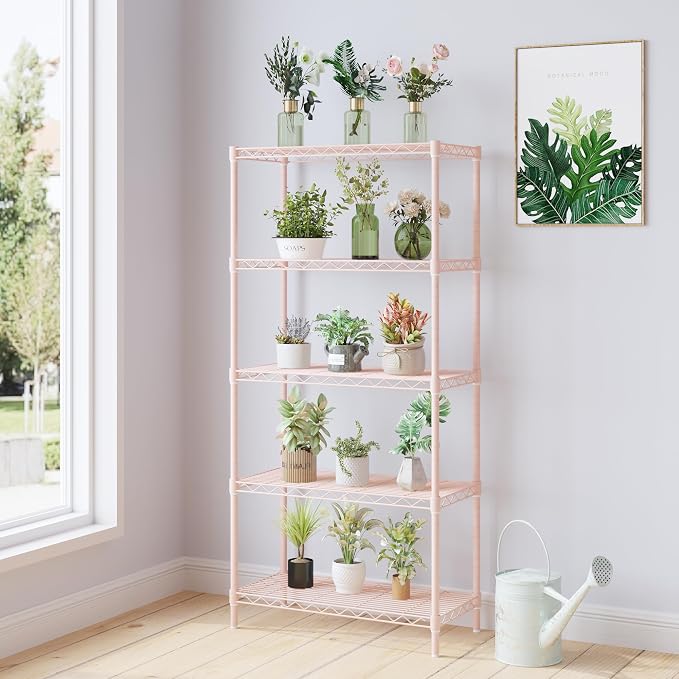 5 Tier Storage Racks Shelving, Heavy Steel Pantry Shelves, Adjustable Wire - Image 5