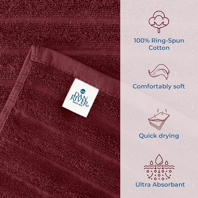 DAN RIVER Pack of 2 Bath Sheet 35x70 Inches, Ribbed Jumbo Bath Towels, Soft and - Image 3