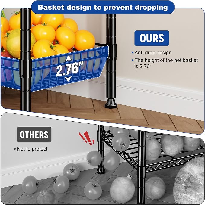 7 Tier Wire Shelving with Wheels 72" H Adjustable Basket Shelf Storage Shelves - Image 7