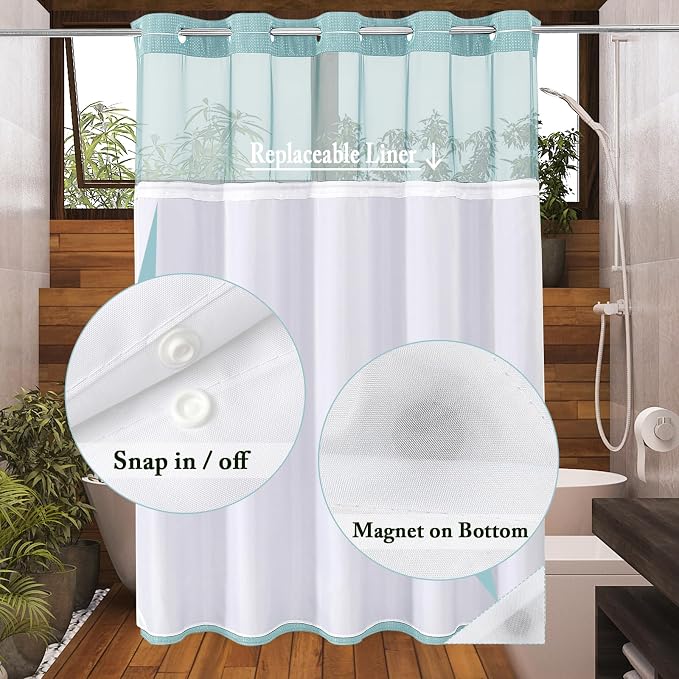 Gibelle Long Shower Curtain 72x80, Waffle Weave Bathroom Shower Curtain - Image 3