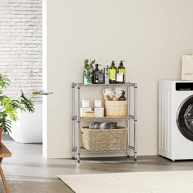 IZEUK 3 Tier Heavy Duty Steel Storage Shelves, Metal Shelf Wire Shelving Rack - Image 6