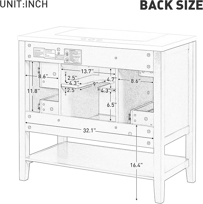 Favfurish 36" Bathroom Vanity Without Top Sink, Vanity Only - Image 9