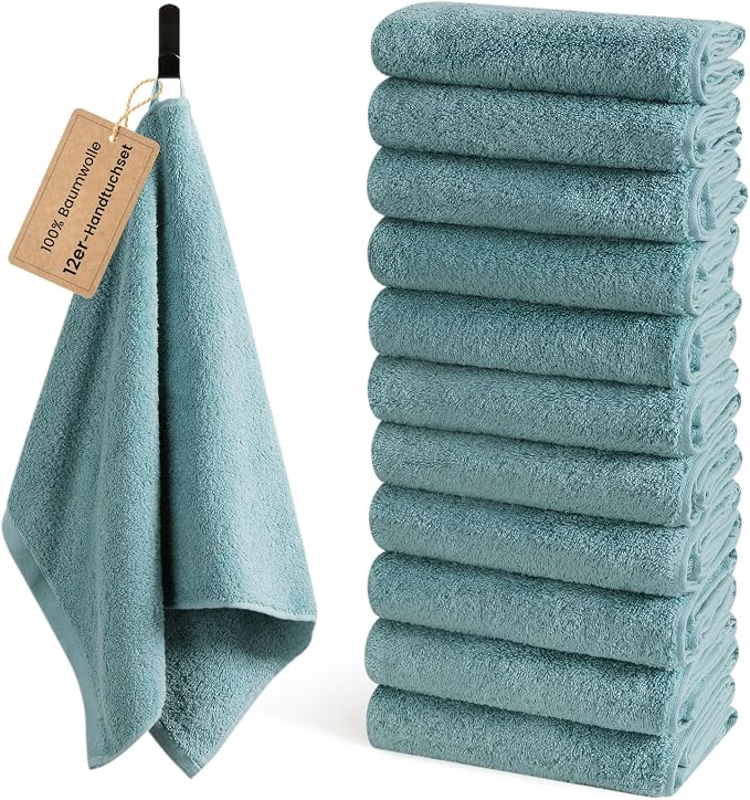 SEMAXE 12 Pack Hand Towels for Bathroom, 100% Cotton Towels by SEMAXE