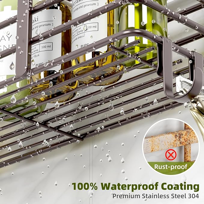 Yougai Shower Caddy 3 Pack, No Drilling Stainless Steel Hanging Shower - Image 4