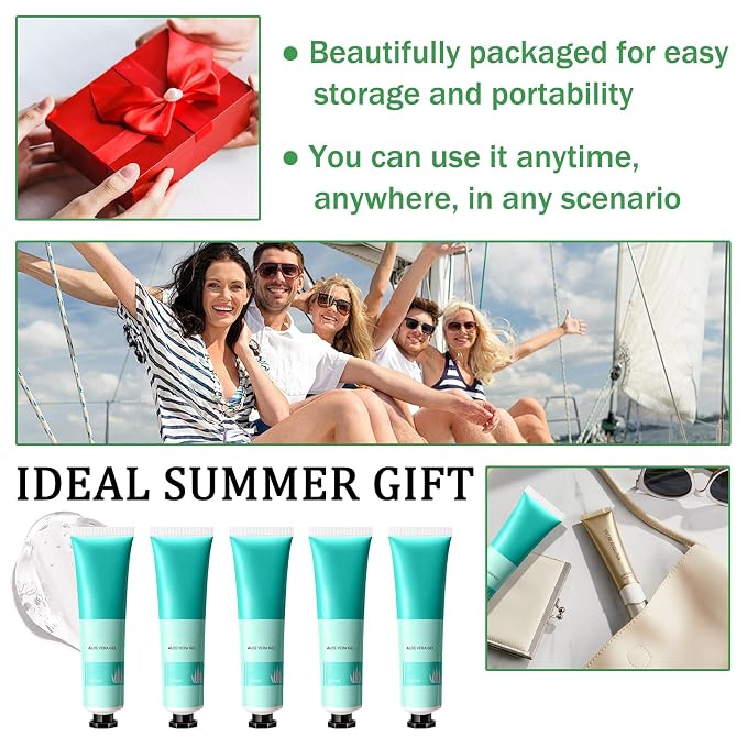 Aloe Vera Gel for Sunburn Relief, Hydrating Travel Size Aloe Vera Gel for Face - Image 7